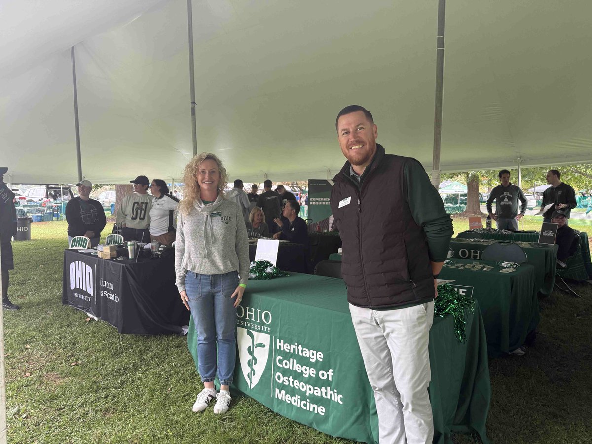 OUHCOM's tweet photo. Thank you to all the #OUHCOM alumni and friends who joined us at the OHIO Homecoming Alumni Tailgate today! 💚 https://t.co/7LdpnZeyzJ
