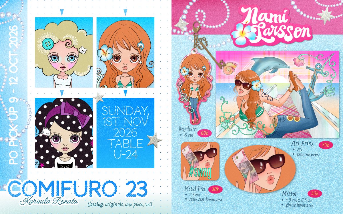 karinndrnt's tweet photo. [ ♡/⟳ are very appreciated! ]

my #CF23 Quick Pick Up PO is open!

📦 Pick Up Day 2 ✓ (mail orders are available)
⏰️ 9 - 12 Oct 2026
🔗 PO Link: https://t.co/wPQ2zFR9zC

🎨 nami one piece, veil emma &amp; aleksander, original https://t.co/2iJqEQF5Ae