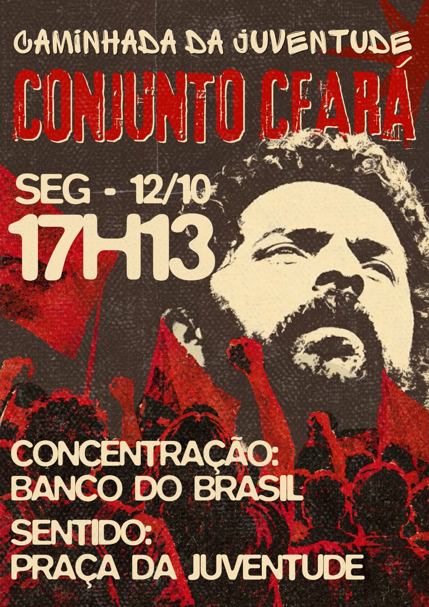 KatleyEllen's tweet photo. 🚨ATENÇÃO
CAMINHADA DA JUVENTUDE NO CONJUNTO CEARÁ!

📆 DATA: 12/10 (Segunda-Feira) às 17h13
📍 PARTIDA:
Banco do Brasil - Av. Ministro Albuquerque Lima, 885 (Conjunto Ceará I)
📍 CHEGADA:
Praça da Juventude - R. Emilio de Menezes 2057a (Granja Portugal). https://t.co/ot9CIZuLY9