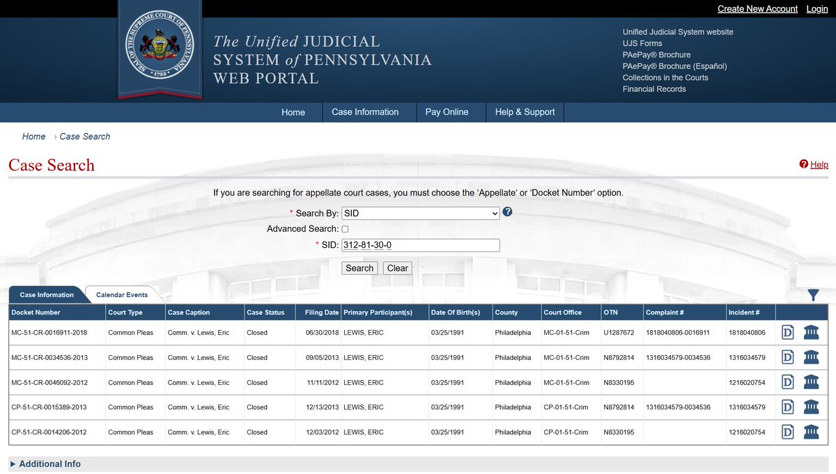 RealNewsMatter's tweet photo. @chrowan76 @PhillyCrimeUpd These are official records furnished by the Pennsylvania Unified Judicial System. https://t.co/adbzqjqLP6