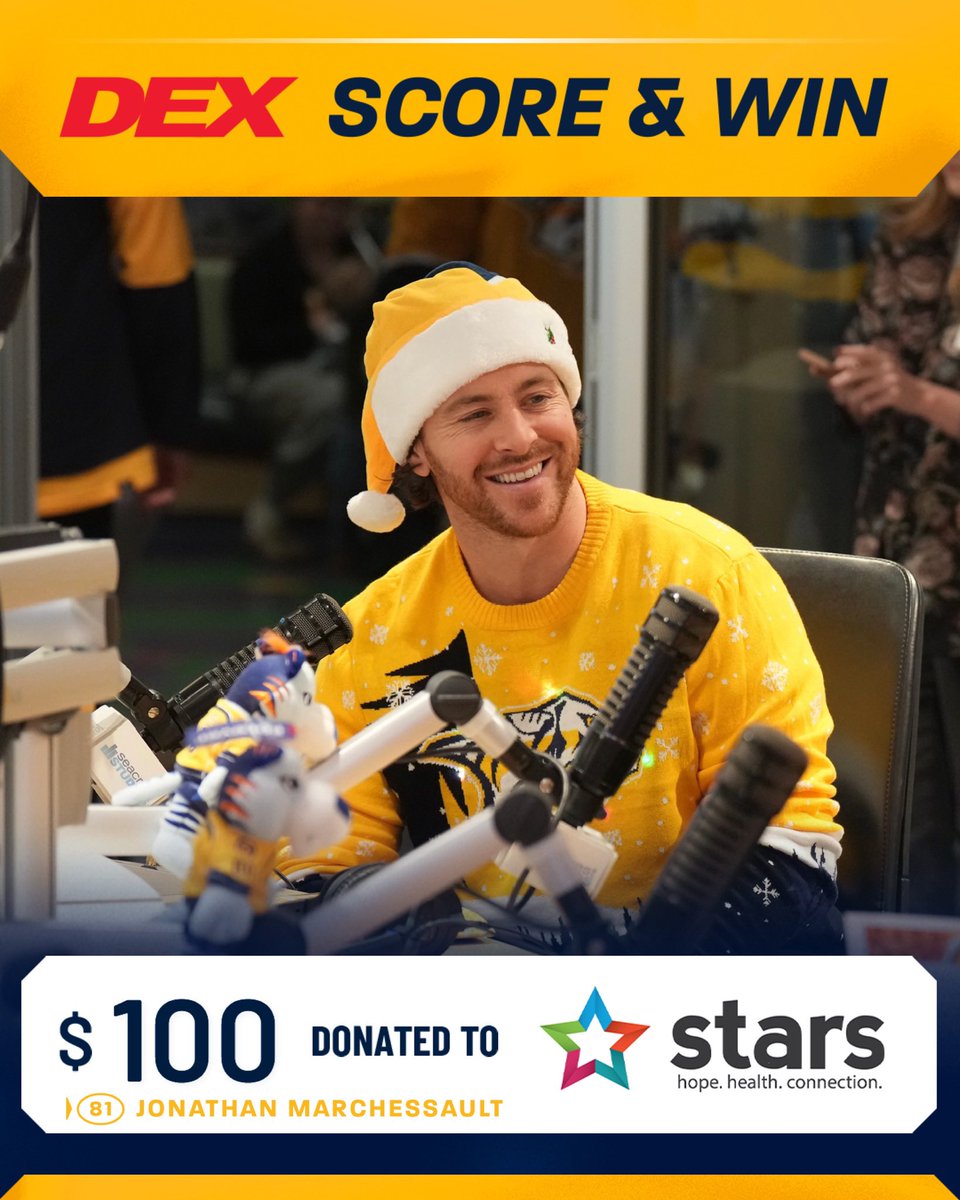 PredsFoundation's tweet photo. @starsnash is receiving $100 from @deximaging thanks to a goal by Marshessault https://t.co/BJT4afooWN
