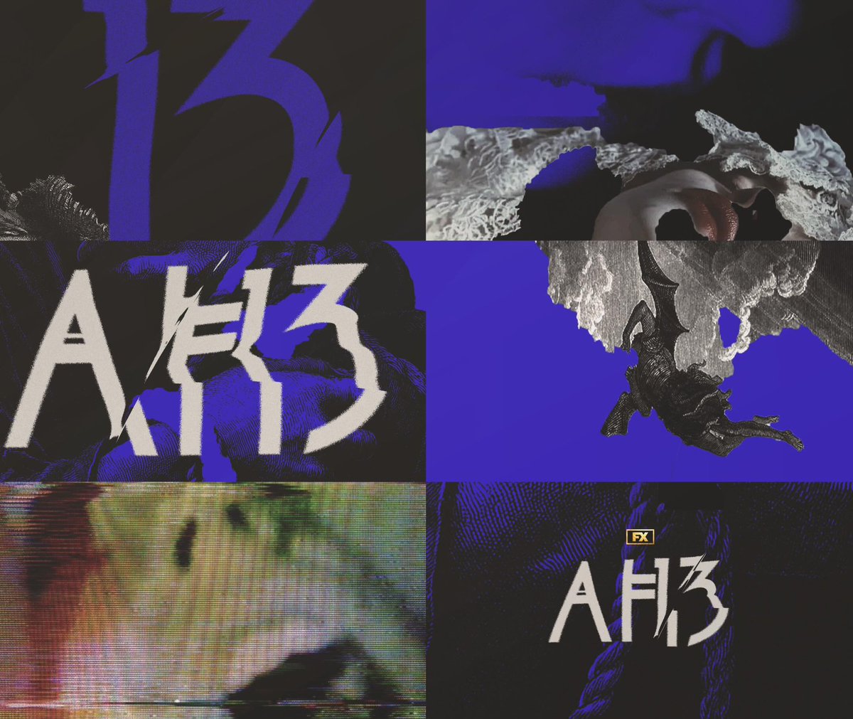 AHSZone's tweet photo. Unused marketing styleframes designed for “American Horror Story: 13.” #AHS13 https://t.co/gvMB4M656I