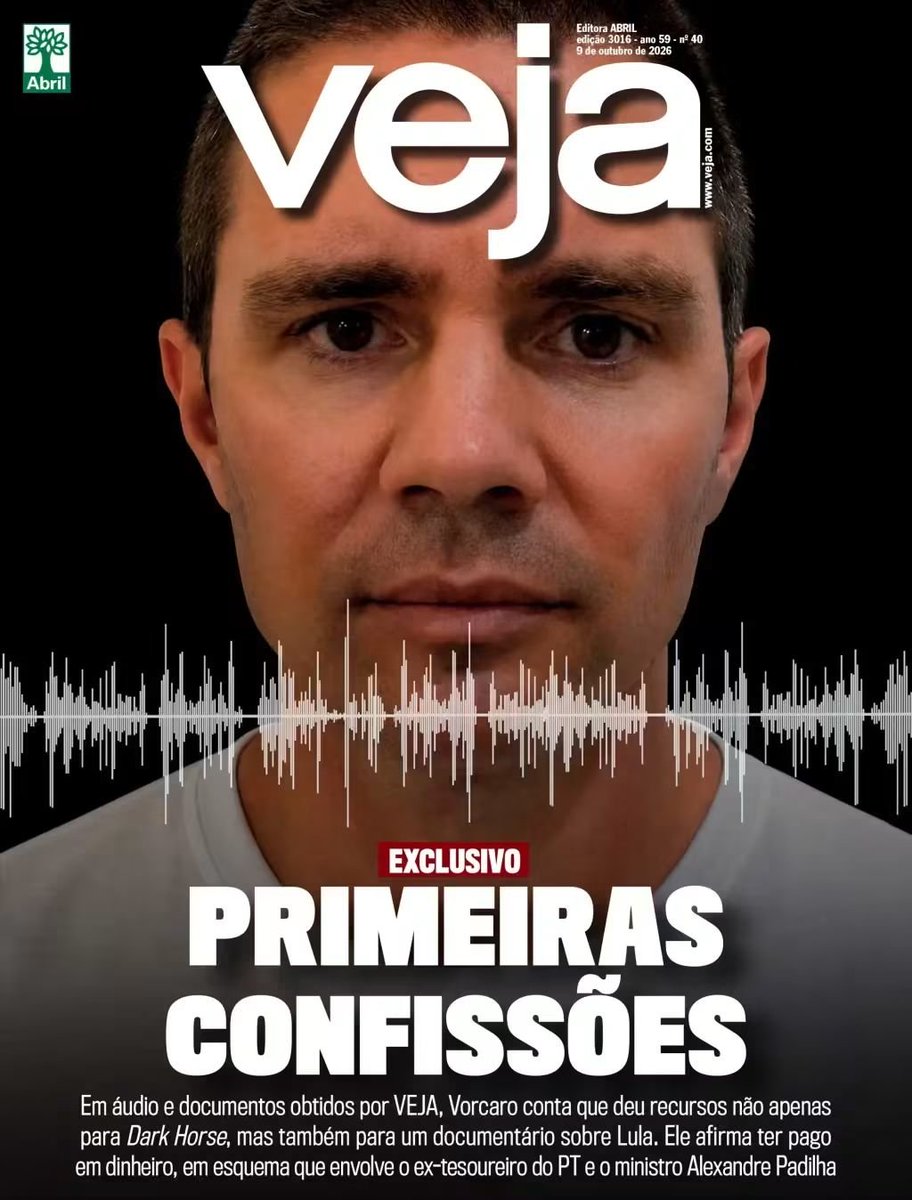 bersolua's tweet photo. "A imprensa lulista ignorou essa capa

Eu já havia percebido e agora, mais uma vez, comprovo que não me enganei.

Na última sexta-feira, a Revista Veja publicou uma matéria que traz na capa a imagem do famigerado dono do Banco Master.

Na matéria, a revista traz áudios em que Vorcaro afirma - e já se comprovou que é a sua voz a dizer o que diz - que o dinheiro enviado ao filme "Dark Horse", biografia de Jair Bolsonaro, foi apenas um patrocínio, sem nada de errado, mas....

que o dinheiro solicitado pelo PT para a realização de um filme sobre Lula dirigido pelo conhecido cineasta Oliver Stone e realizado no ano de 2024,  envolvia contrapartidas vultosas e propinas que poderiam chegar a um bilhão de reais, e que uma parte desse dinheiro foi enviado ao Instituto Lula, através do mais que conhecido nome de Paulo Okamoto.

Bem, a partir do momento em que tomei conhecimento da notícia, sentei-me confortavelmente no sofá de casa, à espera das notícias, das análises, dos comentários dos analistas políticos das emissoras de televisão a respeito da importante denúncia.

Qual o que!

O que recebi em troca foi o pacto de silêncio de uma mídia que não mais se envergonha em admitir que sim, tentará de tudo para reeleger o líder da esquerda, nem que tenha que rasgar o diploma e envergonhar a classe jornalística como um todo.

Hoje pude comprovar que a percepção de que a imprensa não cumpriu seu papel é real.

Em uma publicação nas redes sociais, a Revista Veja vem informar no dia de hoje que depois da publicação do áudio e dos documentos de denúncia de Vorcaro a respeito de Lula, o petismo e os veículos de imprensa alinhados ao projeto de poder do partido dedicaram-se a espalhar desinformação e uma delas é a de que Fábio Carvalho, diretor da revista, participou de um jantar em apoio a Flávio Bolsonaro e que havia comprado um triplex de Vorcaro.

São duas mentiras redundantes, mas que foram replicadas por outros órgãos da mídia como parte da campanha do PT para atacar a revista, tentando descredibilizar a matéria que traz a público denúncias importantes a respeito das propinas pagas a Lula e ao PT pelo banqueiro, sob a condição de contrapartidas.

Entendamos de uma vez por todas.

Temos uma imprensa aparelhada, aliada ao regime que teima em não largar o osso do poder a que se acostumaram nos últimos quarenta anos e tudo fará para impedir a saudável alternância de poder de que tanto falam, e a idolatrada Democracia que tanto dizem defender.

São militantes ideológicos que sequestraram as redações e a informação livre e isenta.

Perderam o direito ao nosso respeito, perderam totalmente a credibilidade.

Mais do que nunca, têm que ser arrancados dos seus "bunkers" e dar lugar a um novo tempo onde a transparência e a isenção sejam a regra, a rotina, o caminho a seguir."
Silvia Gabas
@gabas_silvia