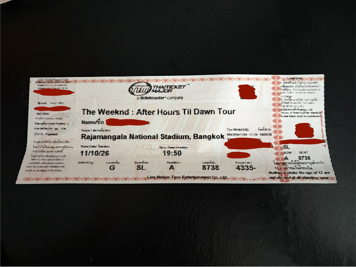 1999c_'s tweet photo. ปล่อยบัตรยืน The Weeknd 
รอบวันนี้ 11 ตค ด่วนค่า🥺
โซน SL (1 ใบ) ‼️
ราคาต่อรองได้
📍นัดรับหน้างาน
พอดีติดธุระด่วนไปไม่ได้ ขอคนไปเองน้าา 
พาเข้างานด้วยกัน มีเพื่อนเค้าอยู่ด้วยกันจนจบคอนเลยค่ะ 🫶🏼 (มีใบมอบอำนาจให้)
#AfterHoursTillDawnTour
#AfterHoursTillDawnTourBKK 
#TheWeeknd https://t.co/Uvsp9qSQH1