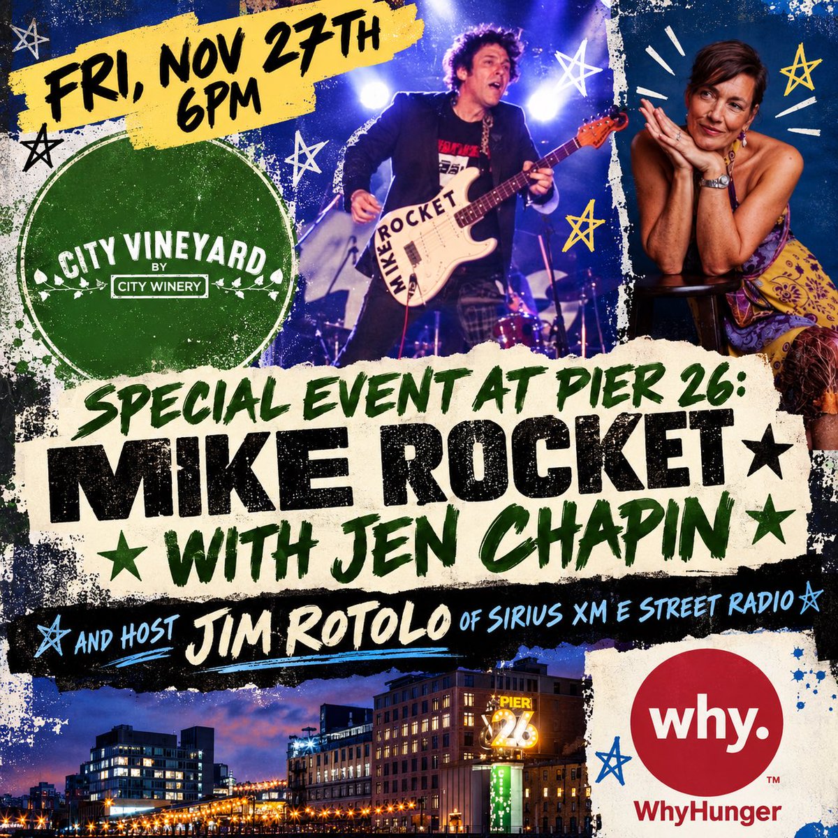 MikeRocketMusic's tweet photo. Hope you’re having a great weekend!! We have a big concert in NYC City @CityVineyardNYC Thanksgiving weekend! $10 of each ticket sold will be going to @whyhunger! Jen Chapin @PhilRobinsonNYC @JimRotolo &amp; other special guests! https://t.co/Fn3TknhKlq https://t.co/JvFXmJ1mOw