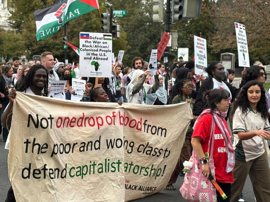Blacks4Peace's tweet photo. Three years since Al Aqsa Flood, and Gaza's genocide continues while the machinery of repression reaches from the IOF to imperialist mercenaries in Africa to the police in our own neighborhoods, trained through Deadly Exchange. https://t.co/tVxHIR5Qki