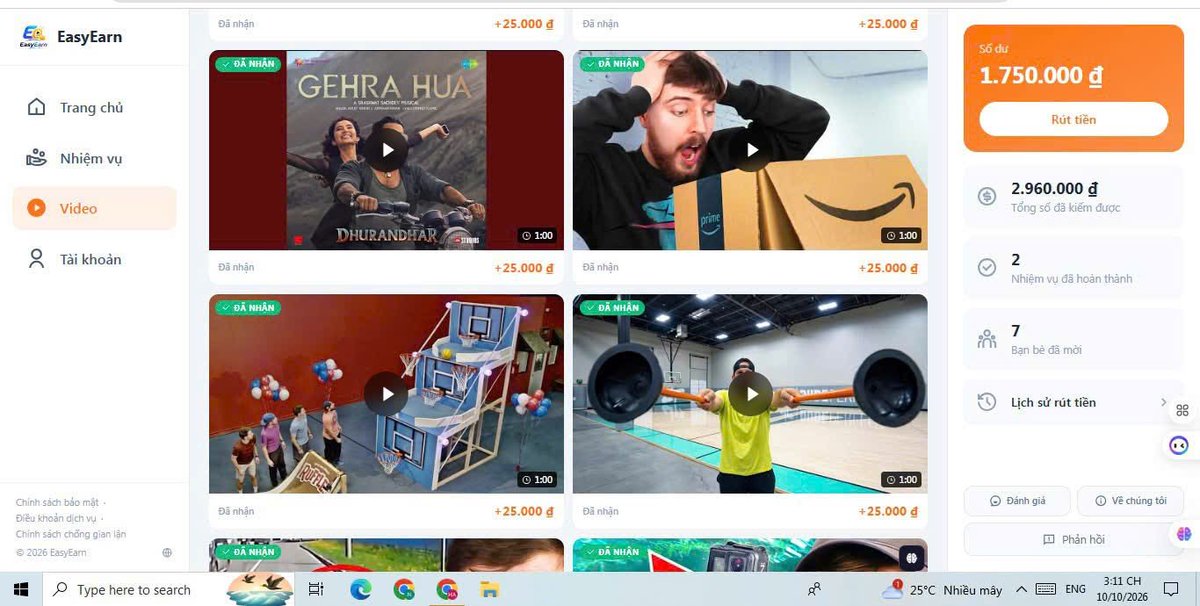 ni_celeb's tweet photo. 25k/video, xem vài video kiếm thêm cũng vui phết anh em 

Mình tưởng không rút được mà rút được thật anh em ạ, có anh em nào quan tâm không?
https://t.co/ttBlZHWYHm https://t.co/9pe8A4dGw3