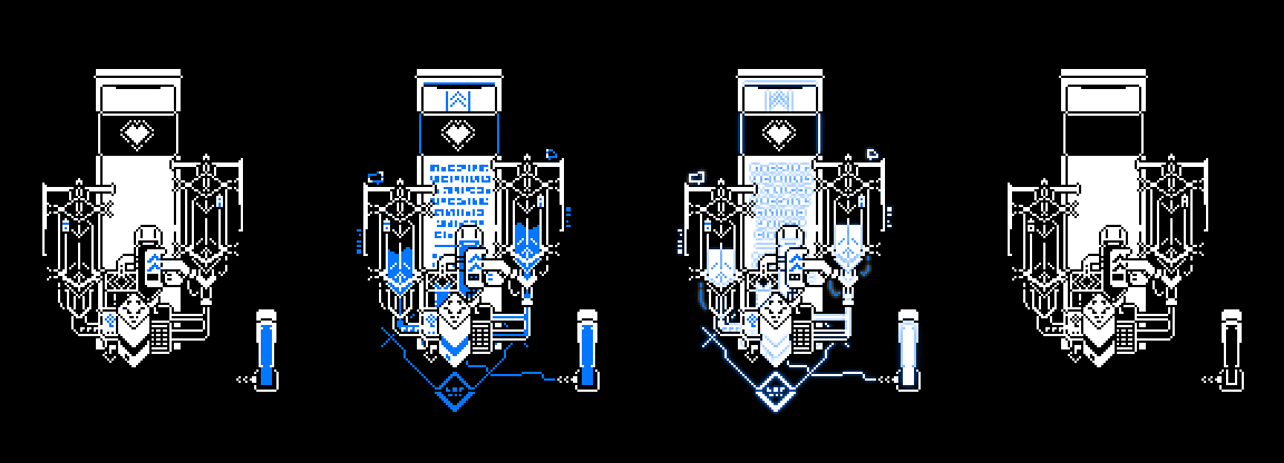 IkasumiDesign's tweet photo. 【ゲーム紹介】
HPを増やすための装置Level Machineのアニメーションと、2枚目は状態差分です。

探索中に見つけることができ、使わなければHPは初期状態のままでゲームを進行できるので、プレイヤー好みに難易度調整ができます💪
#ゲーム制作 #インディーゲーム #ドット絵 #gamedev #pixelart https://t.co/B2k3aeIWwq