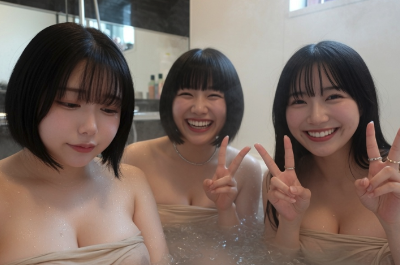 KennedyKnouf's tweet photo. 混浴するならだれ？

①左（私）
②真ん中
③右 https://t.co/wFB4gaZ0Yy