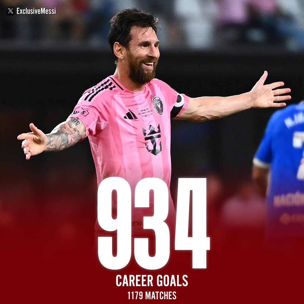 ExclusiveMessi's tweet photo. 🚨 LIONEL MESSI HAS NOW SCORED 934 CAREER GOALS!!!

HES ONLY 66 AWAY FROM 1000 NOW!!! https://t.co/Y7L4XfGjxm
