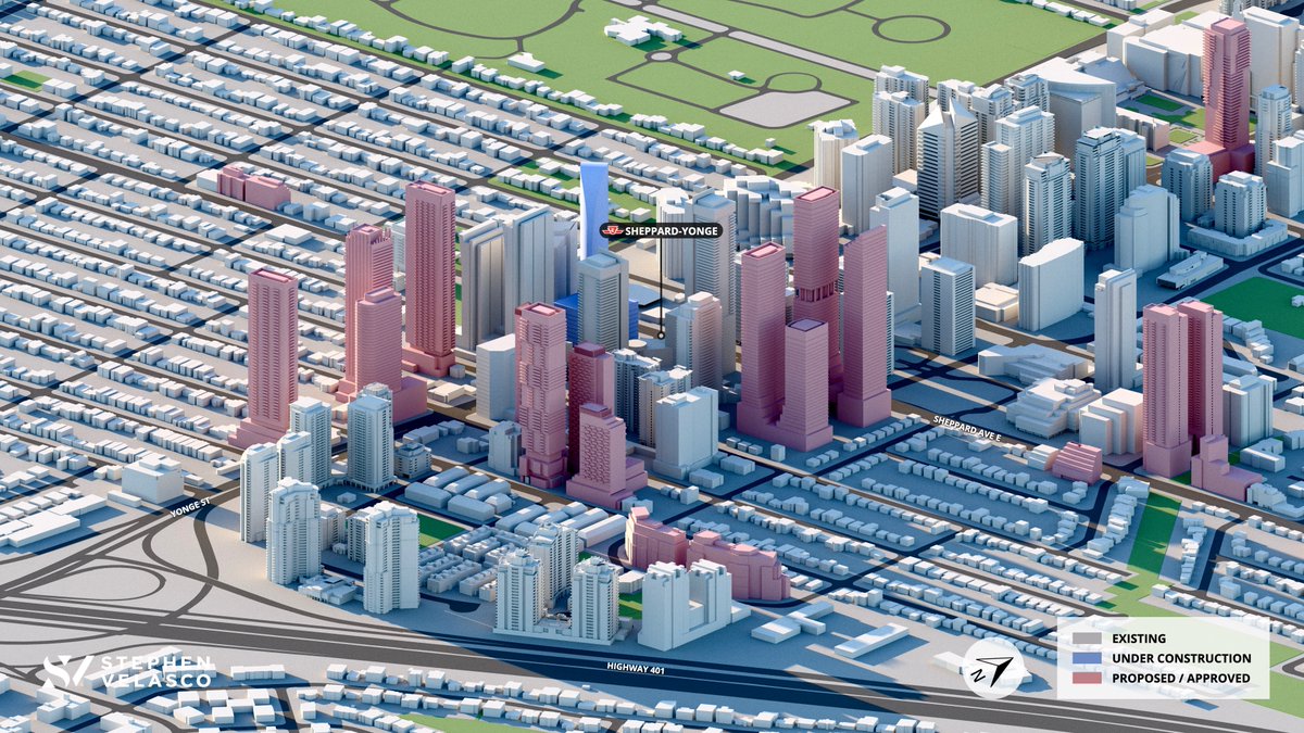 FutureModelTO's tweet photo. Over 4,800 residential units are planned surrounding the Sheppard-Yonge intersection in North York, including towers up to 59 storeys. https://t.co/t5CwEZrbRr