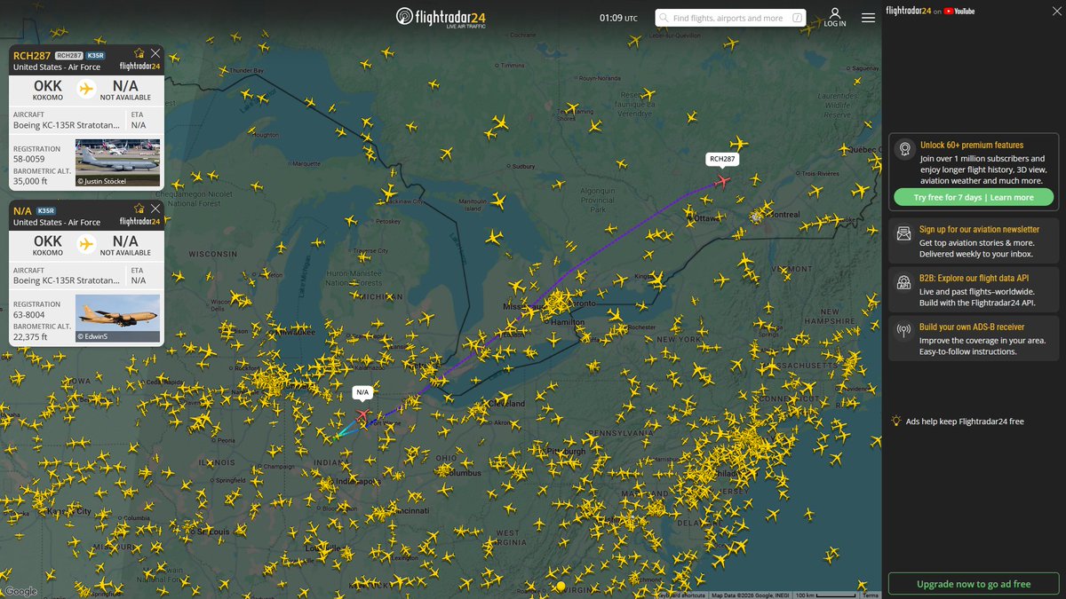 AIYeyENGDdJkjTr's tweet photo. Oct. 11, 2026
#434th Air Refueling Wing, Grissom Joint Air Reserve Base ==>

#RCH287 #AE04BC USAF KC-135R Stratotanker 
#NoCALLSIGN #AE0693 USAF KC-135R Stratotanker 

#RCH216 #AE0485 USAF KC-135R Stratotanker 
#NoCALLSIGN #AE059B USAF KC-135R Stratotanker https://t.co/WBZStsWVdV