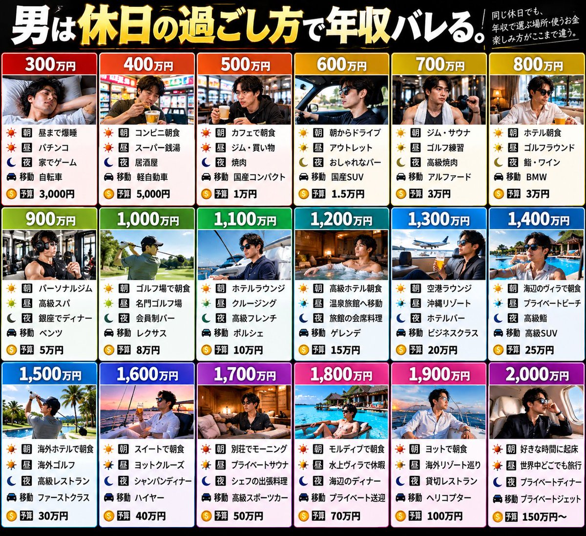 moru_callenge's tweet photo. 男は休日の過ごし方で年収バレる https://t.co/jRCyFbQkwL