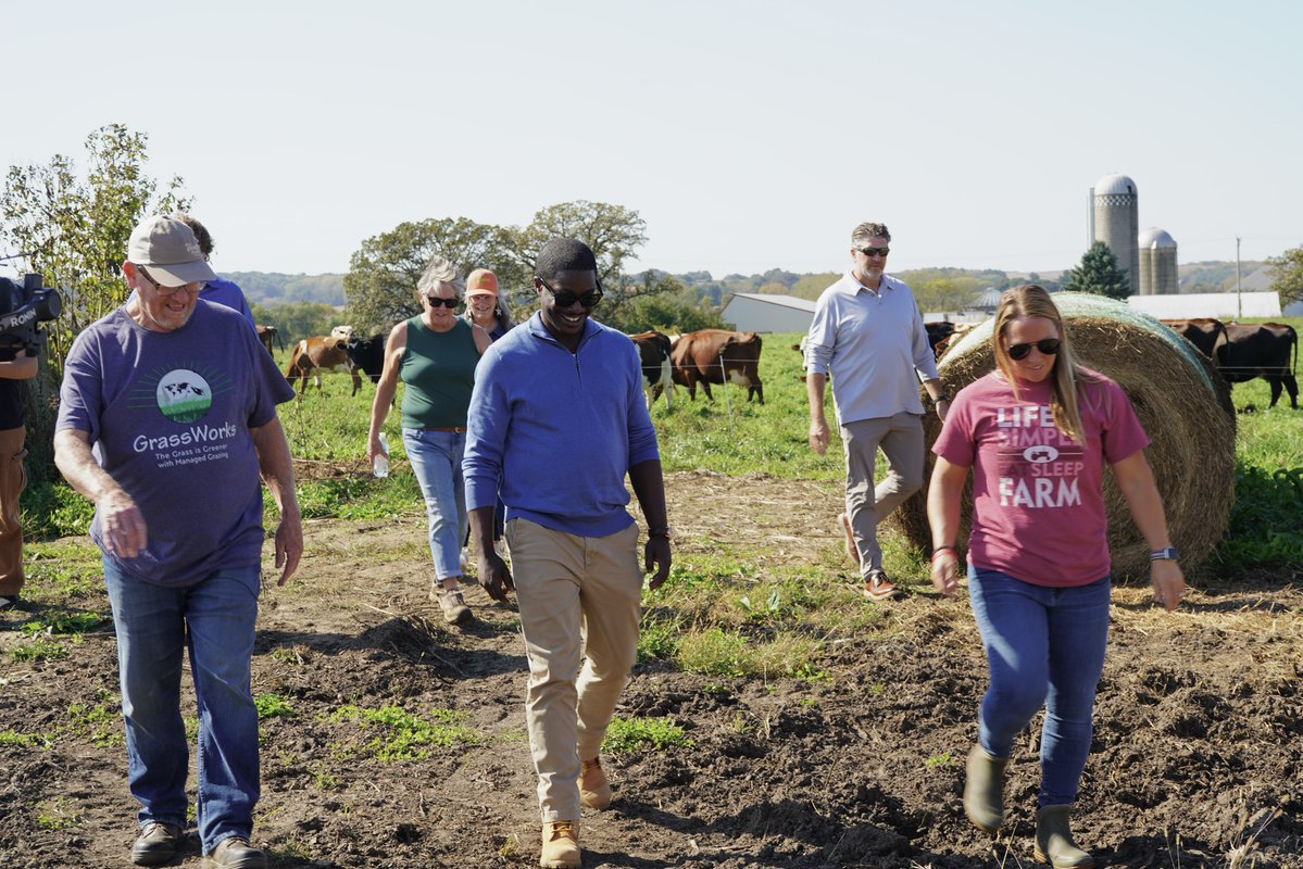DavidCCrowley's tweet photo. Thank you Bert, Chuck, and Kriss for showing me around the Paris Family Farm. As your next governor, I’m committed to fighting for our farmers and lowering costs to protect your bottom line. https://t.co/WPTVSGV34p