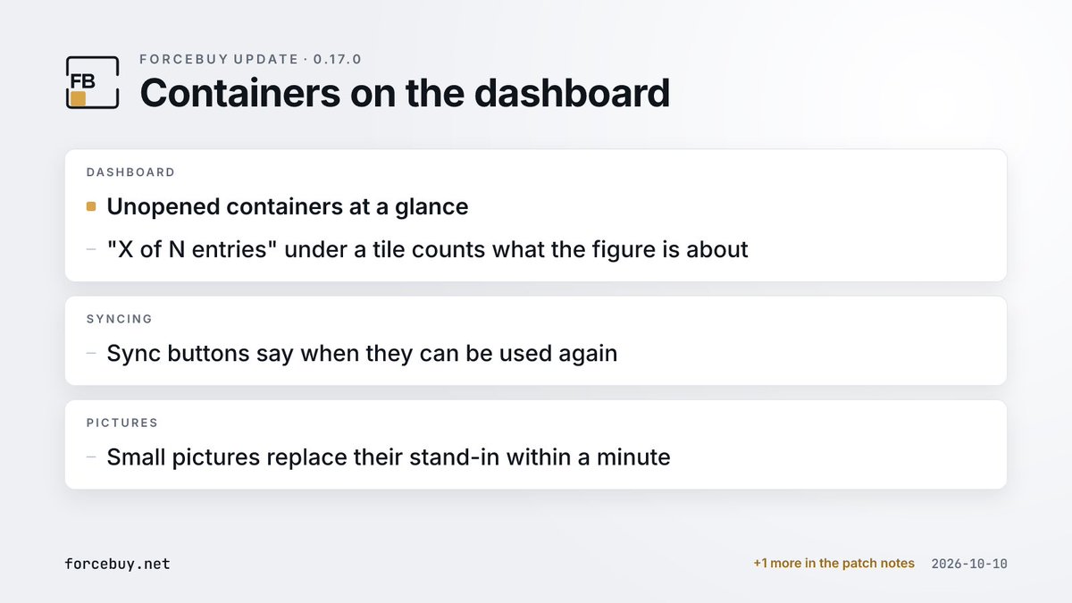 forcebuy_net's tweet photo. ForceBuy 0.17.0 Update - containers on the dashboard https://t.co/KURCCEHYrh