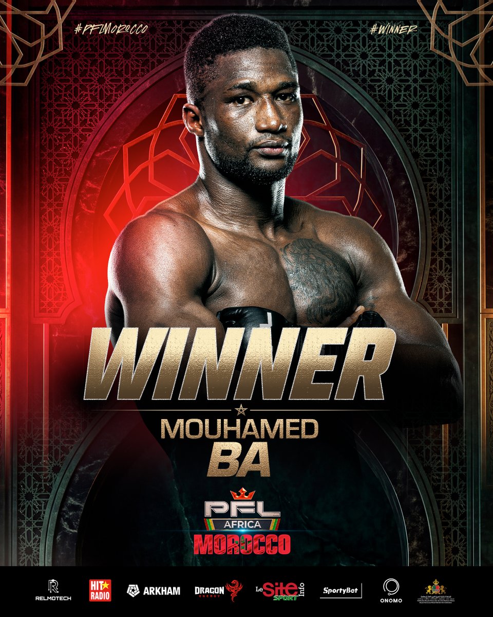 PFLAfrica's tweet photo. THE BLACK LION ROARS IN CASA! 🇸🇳🦁

Every kick and strike echoed through the arena, sending the Casablanca crowd into an absolute roar!

Facing 2025 champion Yabna N’Tchala in a high-octane war, Ba unleashed elite precision to seal a statement victory!

#PFLMorocco | LIVE NOW | Mohammed V Complex | Live on SuperSport & STARZPLAY