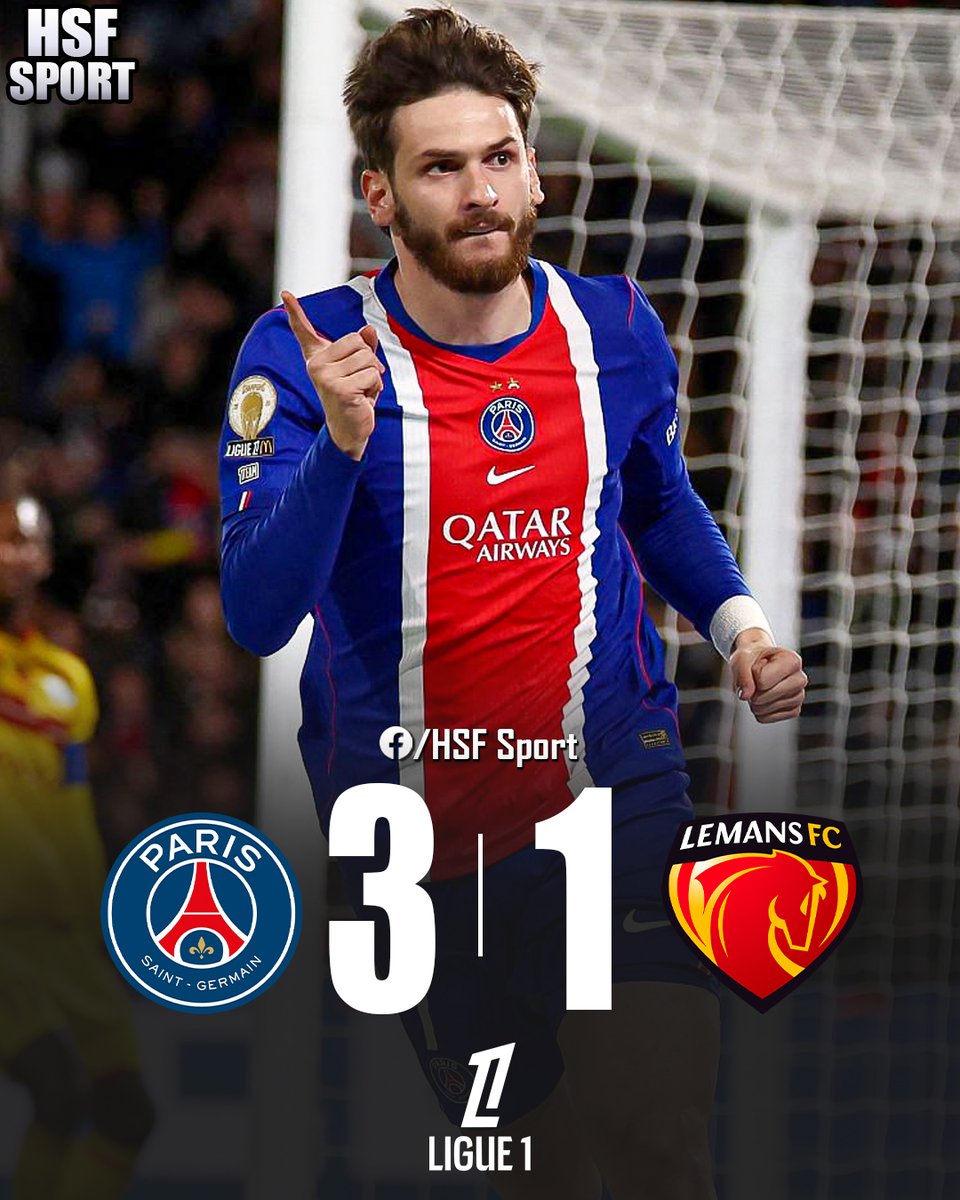 HSFSport's tweet photo. PSG ganó 3-1 ante Le Mans en la jornada 6 de la Ligue 1 con goles de Beraldo, Kvaratskhelia y Akliouche.

#PSG #LeMans #Ligue1 https://t.co/fGIjeSghx5