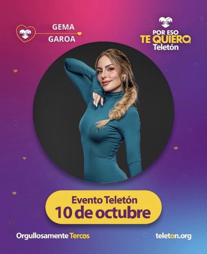 vilfrankJoseC's tweet photo. Hagamos tendencia Gemidos 
GEMA EN TELETON 
#GemaGaroa 
@garoagema https://t.co/KpqEqAWBqP