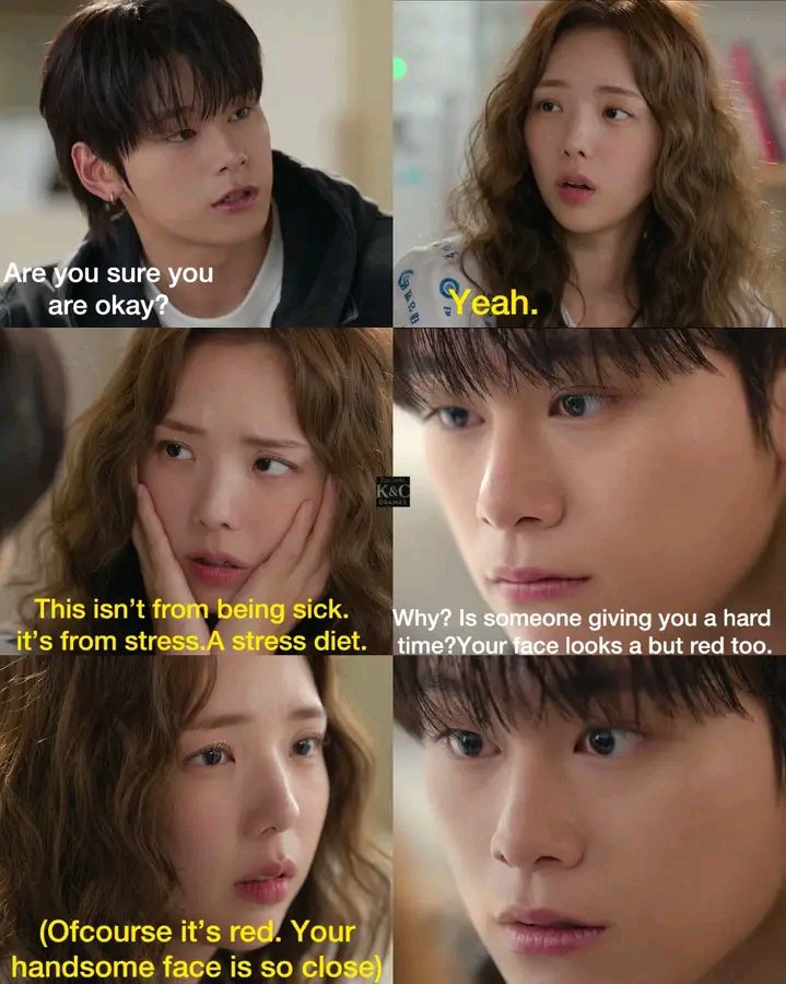 Blackgalii's tweet photo. Him: what’s wrong with you ?
Her mind: YOUR FACE SIR, YOUR FACE!😂🫣
But girl i understand you, I’d be blushing and forgetting my own name too😂if I was in your place🤭
#chawoomin #ChaeSooBin #TakeChargeOfMyHeart #Kdrama https://t.co/ZTZyzXrrOu