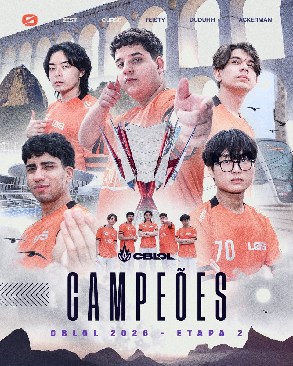 CBLOL's tweet photo. A @losgrandesgg É CAMPEÃ DO #CBLOL!

O Rio de Janeiro tem dono mais uma vez! Com direito a Silver Scrapes e festa incrível, a Onda Laranja leva a taça e avança à Fase de Grupos do #Worlds2026 https://t.co/cFFzmsvFjl