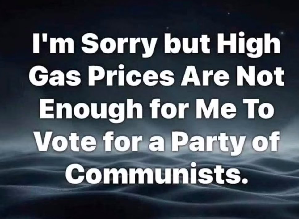 merrylynn06's tweet photo. Gas prices are temporary.. Communism is NOT! 
VOTE REPUBLICAN🇺🇸 https://t.co/6sjawJZ9ZZ