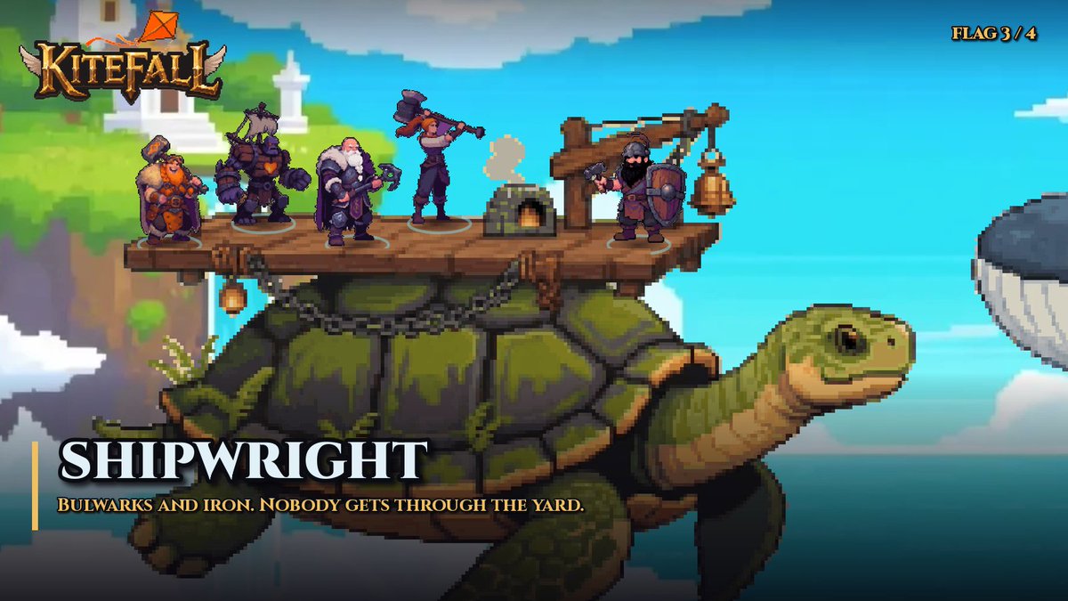 Kitefallgame's tweet photo. Four flags sail the cloud sea, each on its own beast.

Corsair: hit fast, board quick.
Cartographer: one more card every turn.
Shipwright: walls nobody gets through.
Stormcaller: lightning on demand.

Which flag is yours?

$KFALL $ETH #RobinhoodChain #indiegame https://t.co/QbudlTzyBD