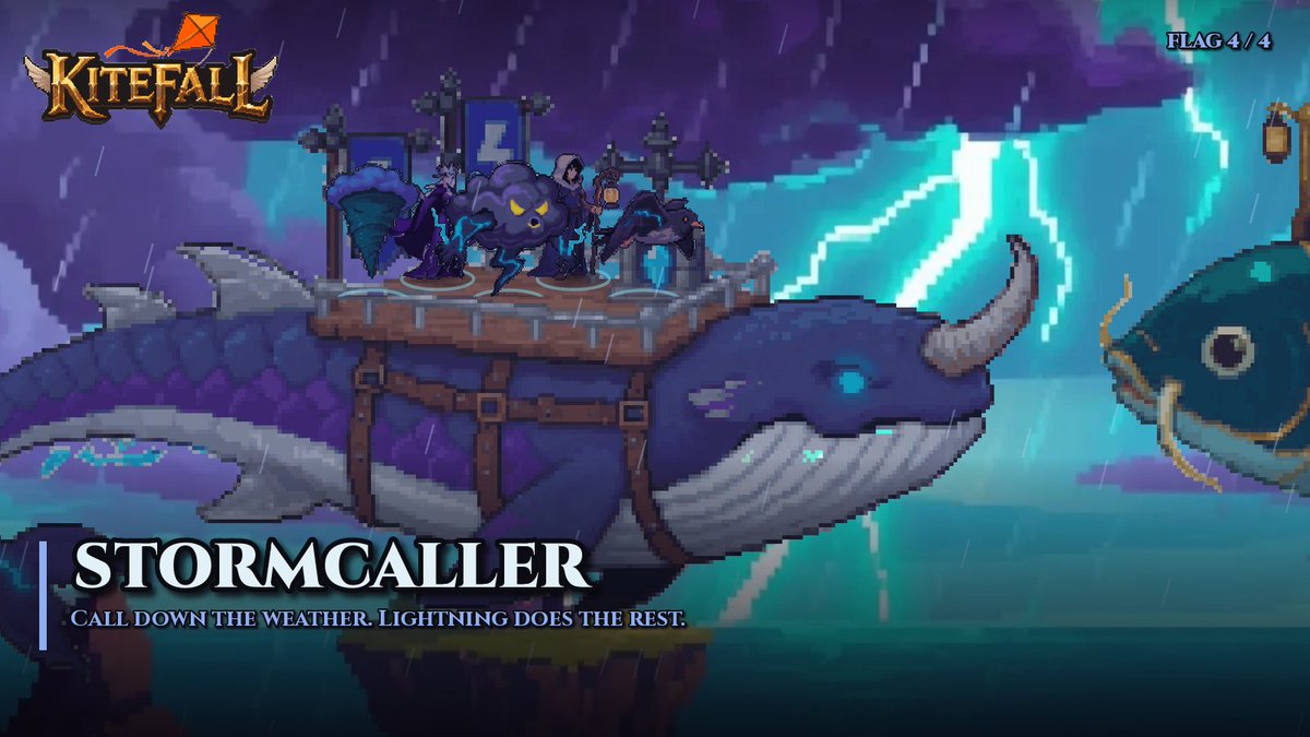 Kitefallgame's tweet photo. Four flags sail the cloud sea, each on its own beast.

Corsair: hit fast, board quick.
Cartographer: one more card every turn.
Shipwright: walls nobody gets through.
Stormcaller: lightning on demand.

Which flag is yours?

$KFALL $ETH #RobinhoodChain #indiegame https://t.co/QbudlTzyBD