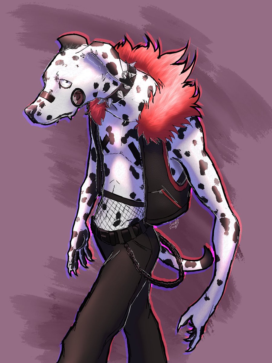 UnpoyoChikito's tweet photo. Otra version #furryartㅤㅤㅤ que hice para mi #portafolio de una #dalmata que conozco llamada Prada, es todo un desmadre así q la hice toda #punk https://t.co/BlG0IijV3p