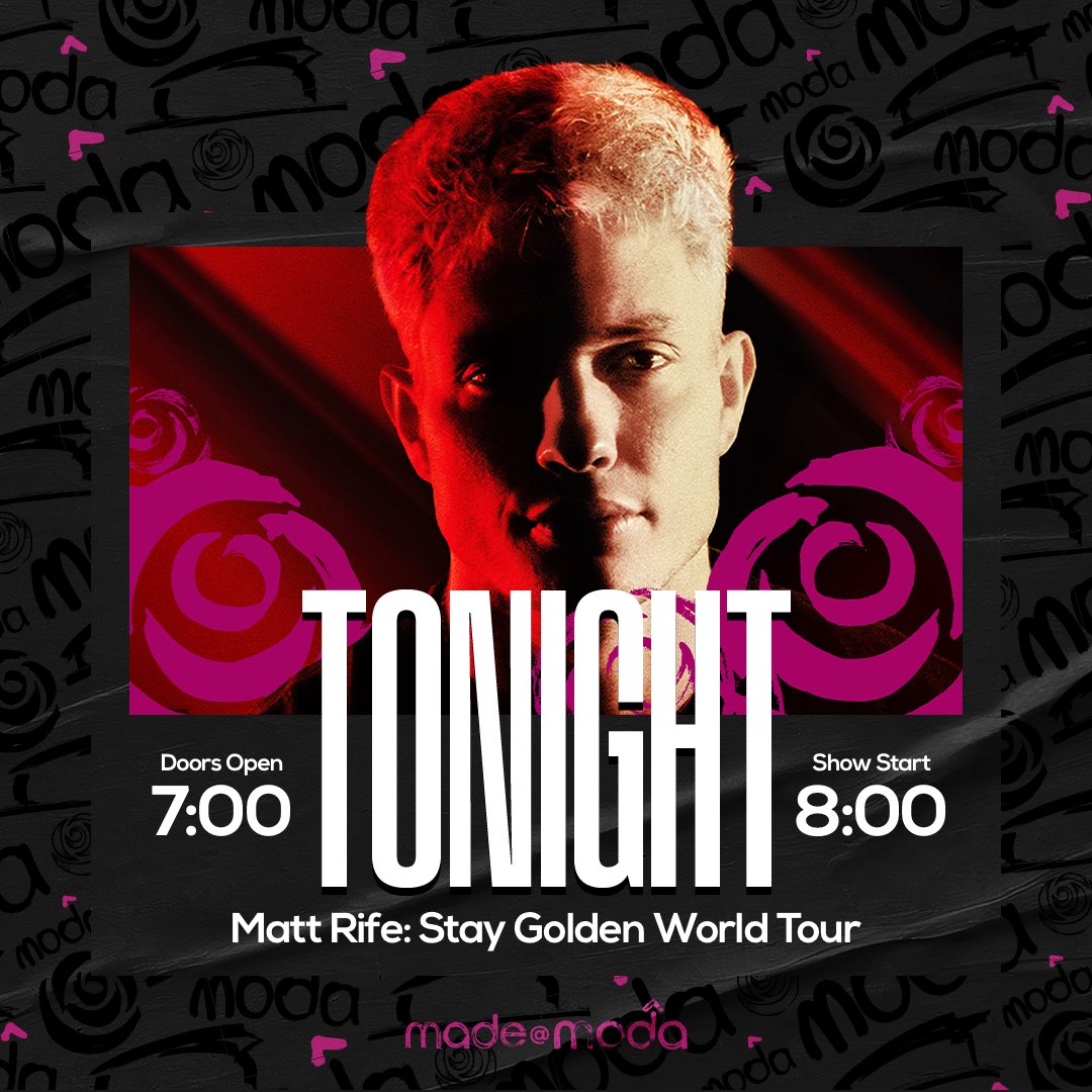 ModaCenter's tweet photo. 🏆 TONIGHT 🏆

Matt Rife is bringing his Stay Golden World Tour to Moda Center!

🚪: 7:00 PM

🎤: 8:00 PM

VENUE GUIDE: https://t.co/KdarPIzXx5 https://t.co/usJVDumhxf