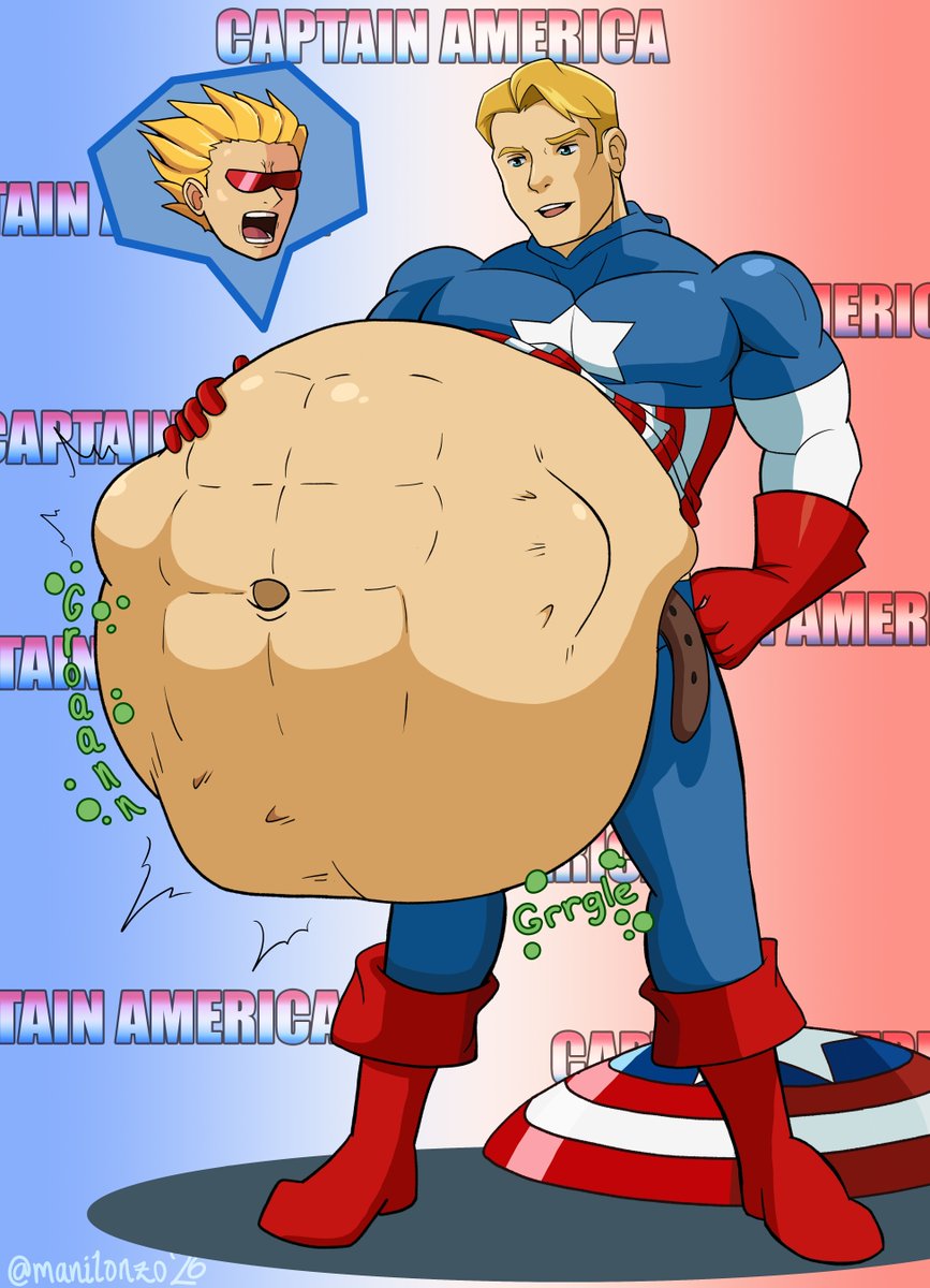 manilonzo's tweet photo. ⚠️CW: Vore⚠️

Boo Belly Brawlers Week 2
Captain America (Marvel vs Capcom Series)
Welcome to another week of BBB! The battle of the Captain's has ended with Captain Commando in Captain America's gut~ "𝑮𝒐𝒐𝒅 𝒘𝒐𝒓𝒌, 𝒔𝒐𝒍𝒊𝒅𝒆𝒓!" 
#malevore #malepred #boobellybrawlers26 https://t.co/K1N1DGjgTz