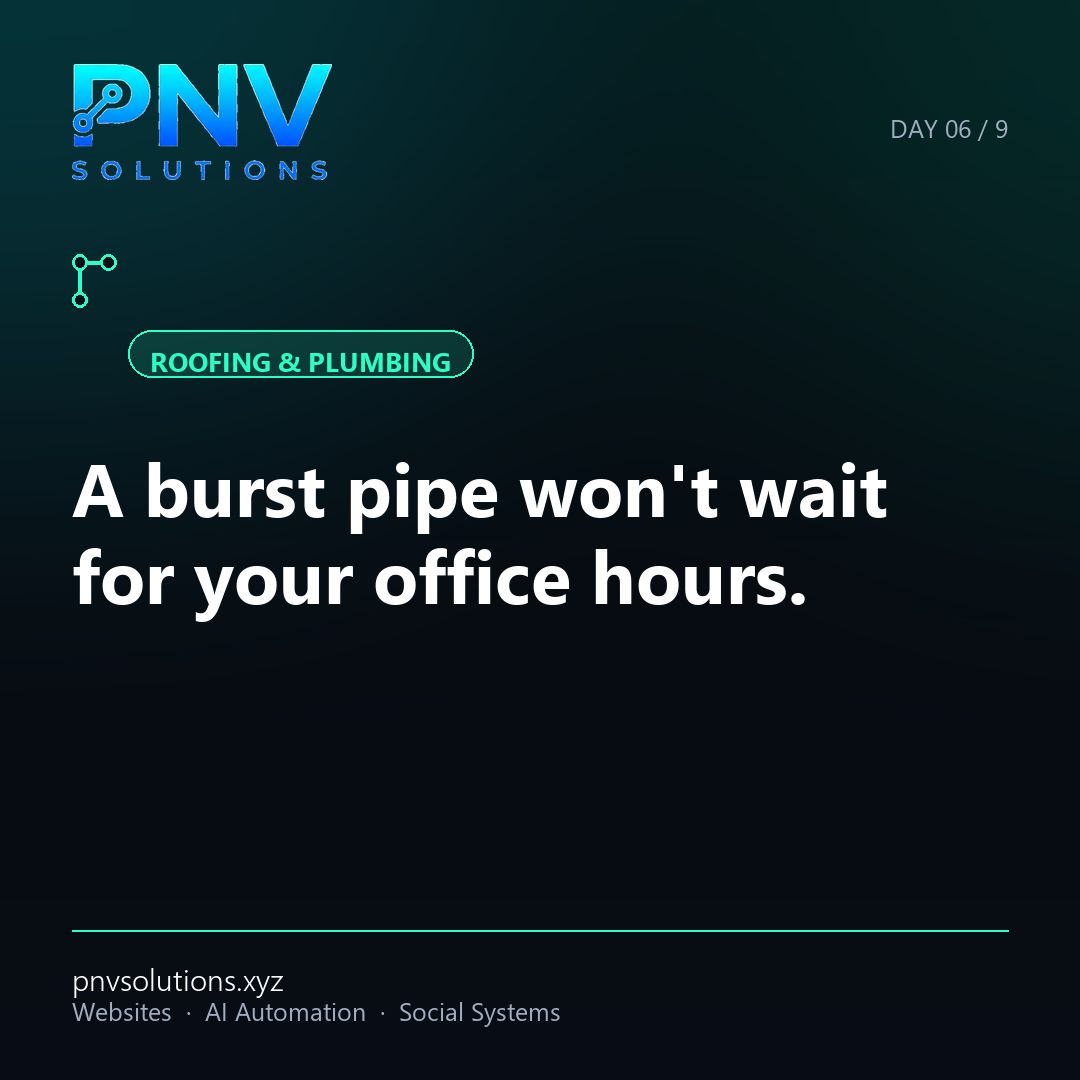 PNV_Solutions's tweet photo. A burst pipe at 9pm won't wait for your office to open at 8. An AI chatbot that captures the job while you're on another one. First Month Free. https://t.co/jnka57X3eP #PNVSolutions #AlbuquerqueContractor https://t.co/elJsVmYYoK