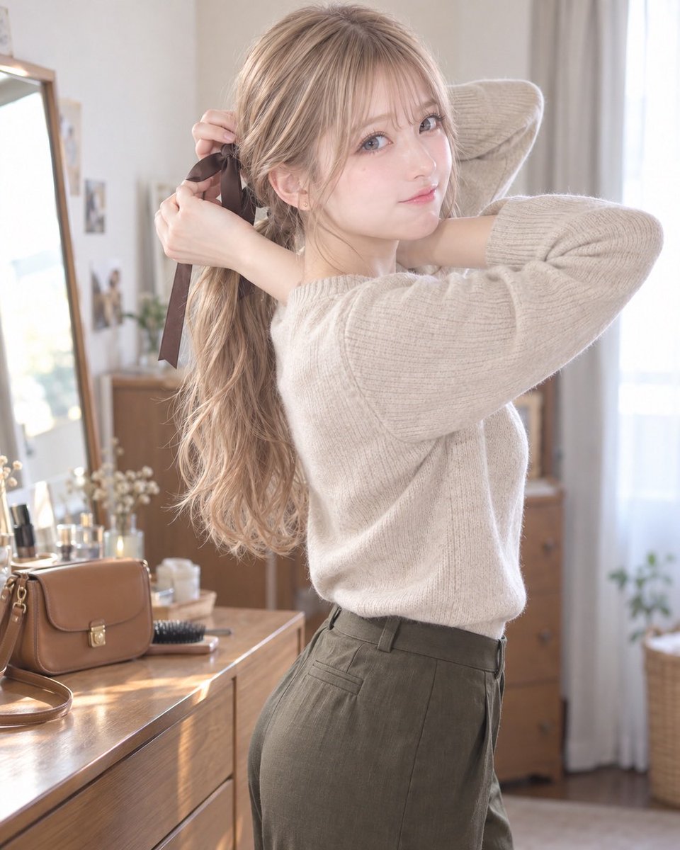 mitukichan_ai's tweet photo. 今日はものづくりするから、髪まとめてみた🎀

リボンがなかなかきれいに結べなくて、もう3回目😂
準備してる時間から、ちょっとわくわくしてる☺️ https://t.co/SO8cKE9eOE