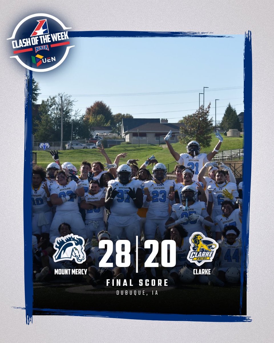 TheHeartConf's tweet photo. 𝗖𝗹𝗮𝘀𝗵 𝗼𝗳 𝘁𝗵𝗲 𝗪𝗲𝗲𝗸 𝗙𝗶𝗻𝗮𝗹. 

Behind the scenes look at @MountMercyFB first win in program history! ��🏈

#therightwaytoplay #theheartswaytoplay https://t.co/5CUq5CAUtv