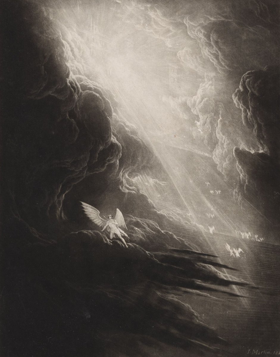 archaeologyart's tweet photo. Paradise Lost: Satan Viewing the Ascent to Heaven (1824 - Mezzotint) - John Martin https://t.co/g02yxbbMOw