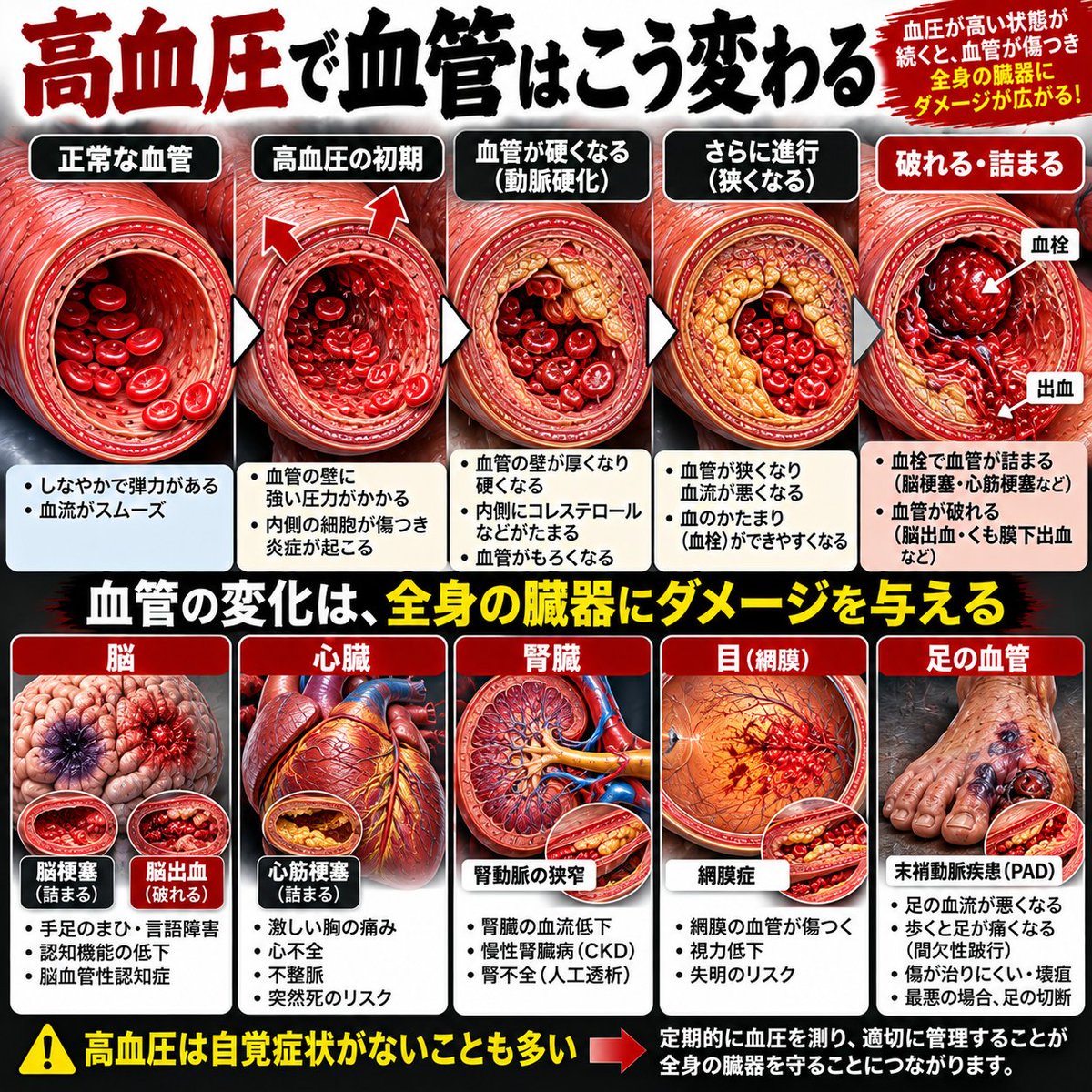 Namickey_Chappy's tweet photo. 高血圧の血管の中、どうなってるか知ってる？

実は、血圧が高い状態が続くと
血管の壁に負担がかかり、
少しずつ傷んでいく。 https://t.co/iY1gZb9yqA