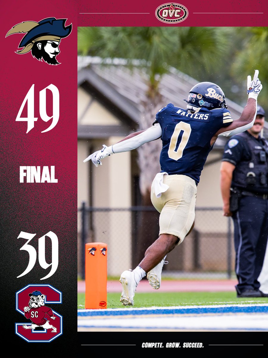 OVCSports's tweet photo. BUCS WIN😤

@CSU_FB  takes down in-state rival South Carolina State.

#BucStrong | #OVCit https://t.co/1PHRMFmoaw