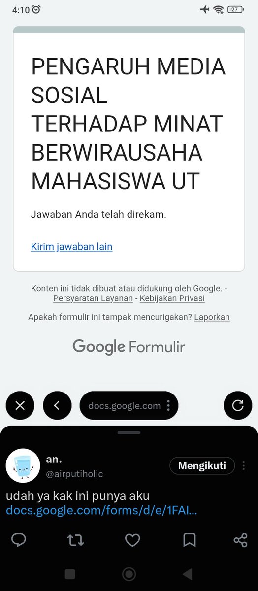 naselfmei's tweet photo. @airputiholic @utfess udah juga ya kak, terimakasih banyak kak https://t.co/XH0fXXjrBU