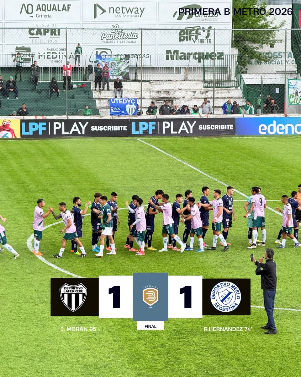 CadenaVillera's tweet photo. SIGUE CON VIDA

#DeportivoLaferrere 1 (Jonathan Moran) - Deportivo Merlo 1

Floja actuación de ambos conjuntos partido con pocas situaciones de gol y en desatenciones ambos recibieron un golpe cada uno. https://t.co/96GsklDmxp
