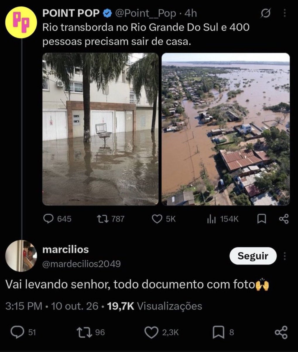 barlatti's tweet photo. A esquerda mostrando todo o seu “amor e compaixão” com o povo do Rio Grande do Sul https://t.co/mDVT5a0yWn