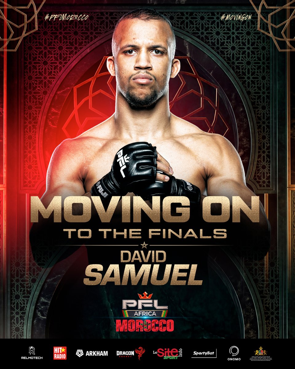 PFLAfrica's tweet photo. SAMUEL ON ROUTE TO THE FINALS!

David Samuel combined relentless grappling pressure with pure Nigerian power.

Samuel proving unstoppable against Rivaldo Pereira. Technical, ferocious, and laser-focused on that $100K and the 2026 Welterweight belt! 💰👑

#PFLMorocco | LIVE NOW | Mohammed V Complex | Live on SuperSport & STARZPLAY