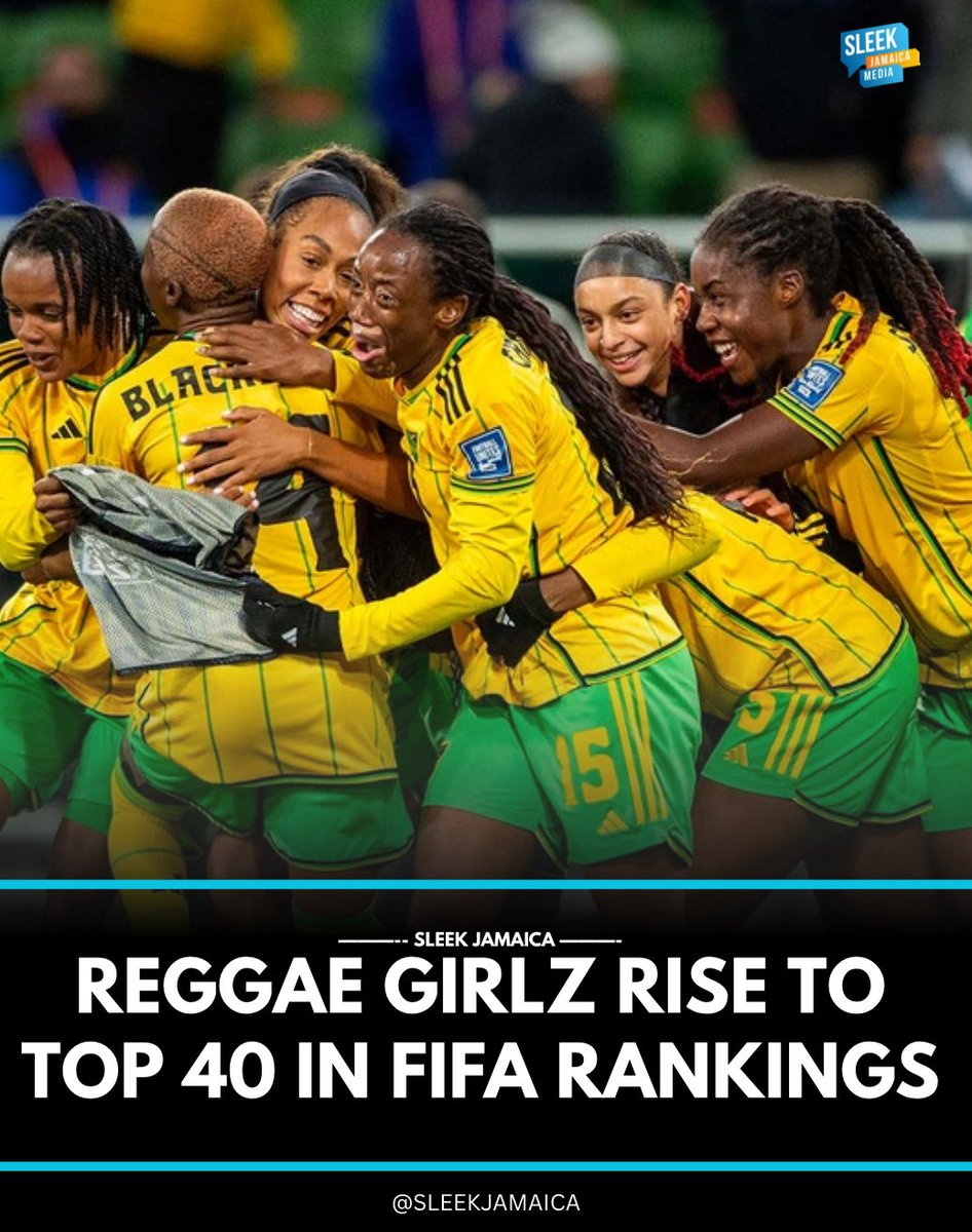 Sleekjamaica's tweet photo. Reggae Girlz move up in FIFA rankings🇯🇲🇯🇲🇯🇲🇯🇲🇯🇲🇯🇲🇯🇲🇯🇲🇯🇲

The Girlz return among top 40 best teams in the world at no.40 following Friday’s win over Mexico.💪🏽💪🏽 https://t.co/Mgt2HwiVnV