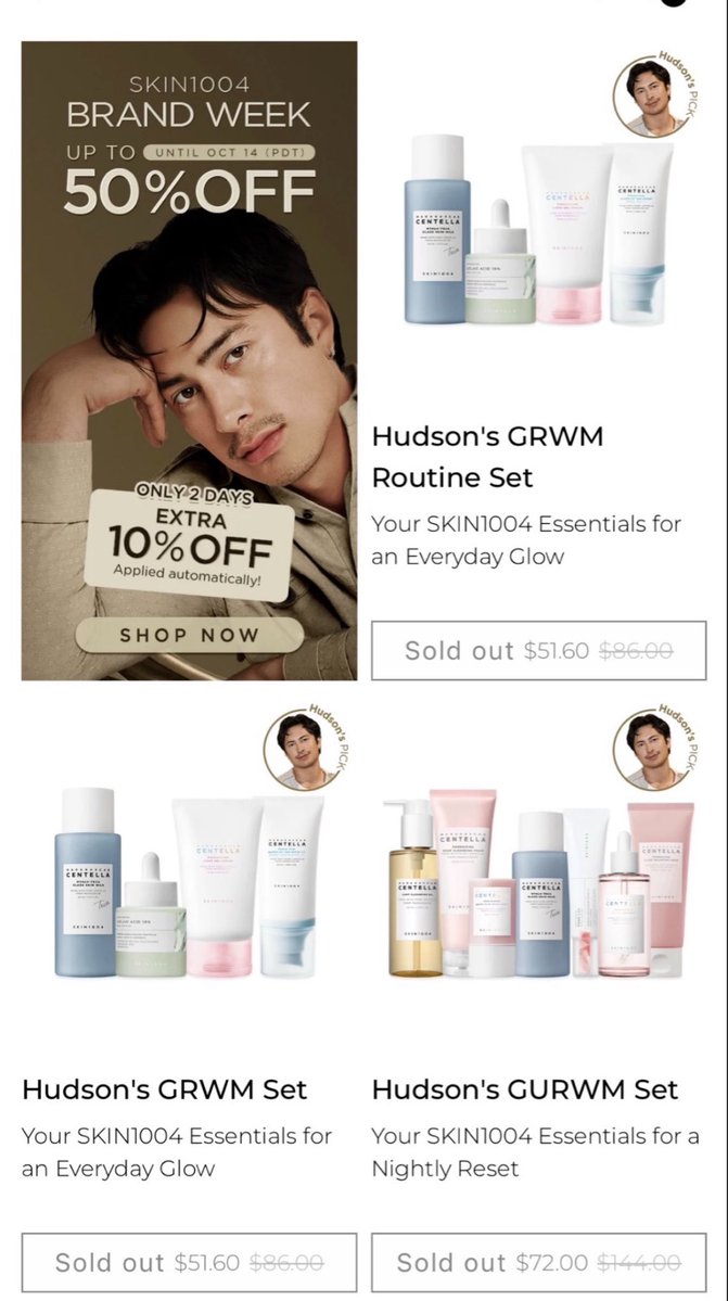 whatH13's tweet photo. Hudson’s SKIN1004 GRWM sets are sold out😭😭 https://t.co/lwTgHjPFNn