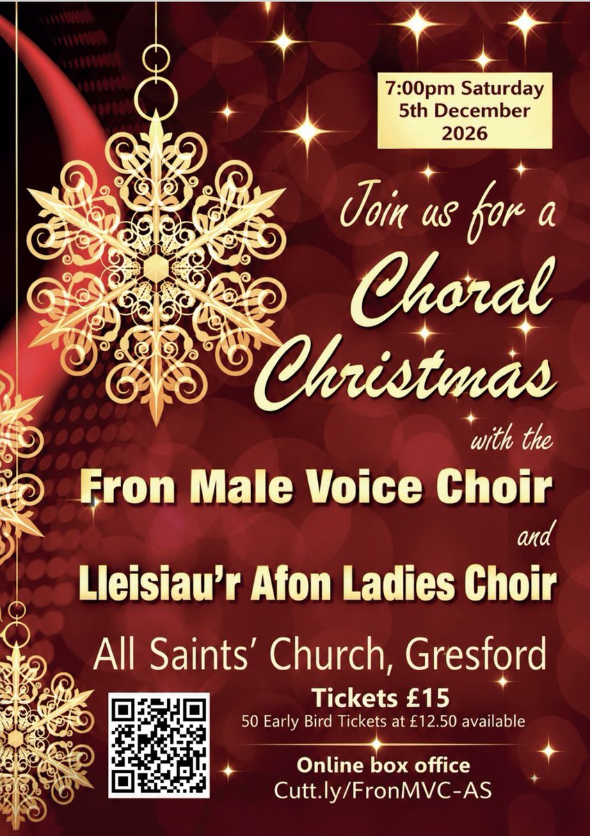 FronMVC's tweet photo. Tickets for our two Choral Christmas concerts are on sale. The first is on Sat 5th Dec in Gresford and the 2nd is on Sat 12th Dec at Oswestry. Tickets available in the link in our bio. https://t.co/IXVBSetnVZ