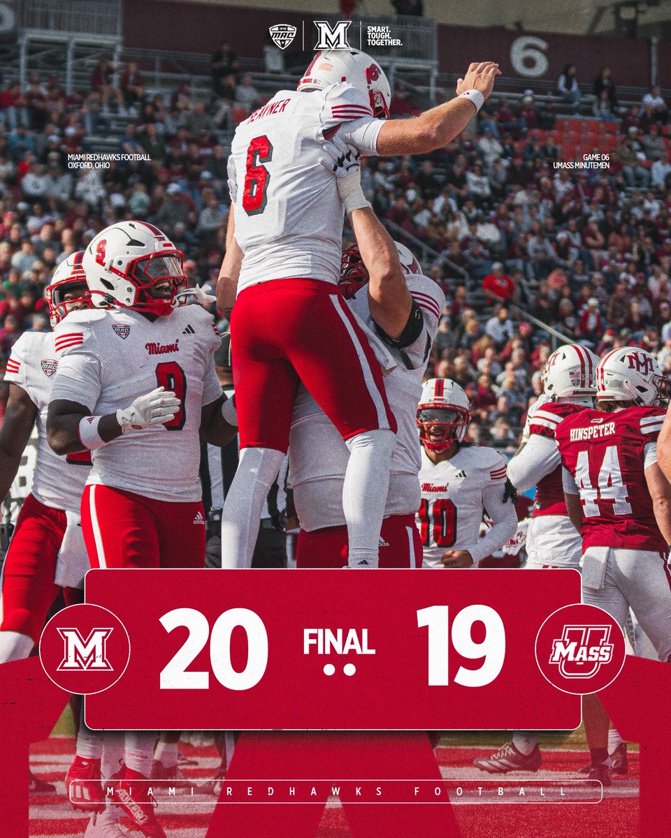 MiamiOHFootball's tweet photo. TOUGH. GRITTY. WIN. 

#RiseUpRedHawks | 🎓🏆 https://t.co/EdvT3ccbH1