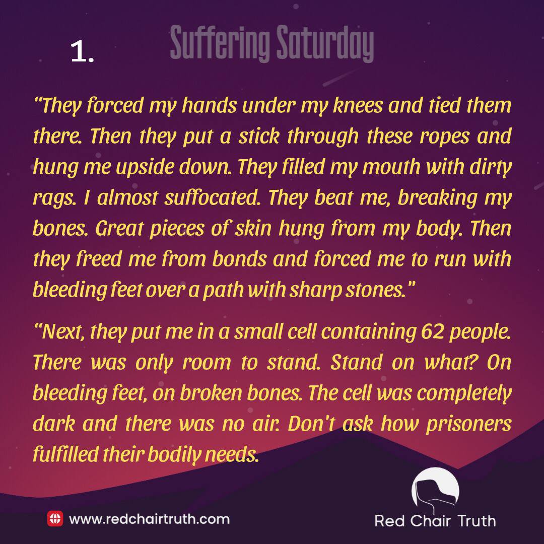 redchairtruth1's tweet photo. “Where is your loving Jesus?” After torture, bleeding, and more than a year in a dark prison cell, one question remained. Where was Jesus? What would you say in her place?
Witness the price of faith this Suffering Saturday.
#RedChairTruth #Persecution #Faith #RCT #ItaUdoh https://t.co/u3SEYSguGg