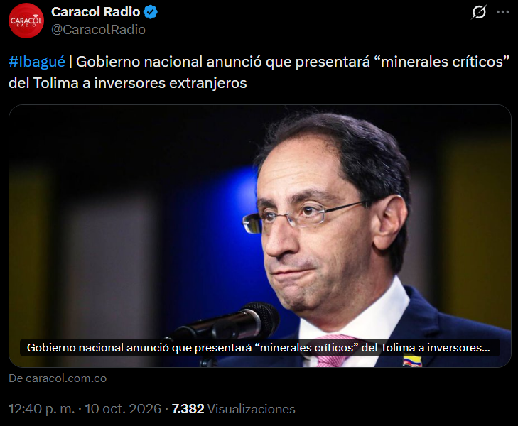 AleKolomonosov's tweet photo. No le metan mucha más mente al asunto. De esto se trata la nueva geopolítica a la que el gobierno de Abelardo De La Espriella se ha sumado y que, en últimas, busca cooperación en temas de seguridad (lo de los drones MQ-9 Reaper no es gratuito) a cambio de la cesión y entrega de recursos naturales a inversores extranjeros (el memorando de entendimiento que ya se firmó con Marco Rubio en Barranquilla, el pasado 8 de septiembre).

¿Y la soberanía? bien, palabrita que el vicepresidente Restrepo ya ha usado de comodín para justificar decisiones en política exterior que pueden terminar ahondando en lógicas de desigualdad internacional.
