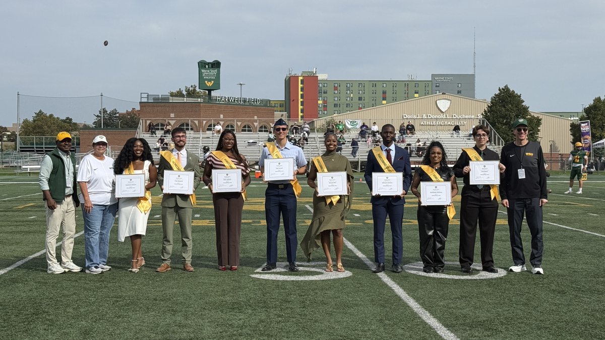 waynestate's tweet photo. Wayne State Homecoming celebrates Warrior pride, community and tradition! From tailgate vibes and seeing familiar faces to honoring our Hall of Famers and cheering for the Homecoming Court, today was packed with high energy and excitement. 🔰 https://t.co/kdVXqNz2BH
