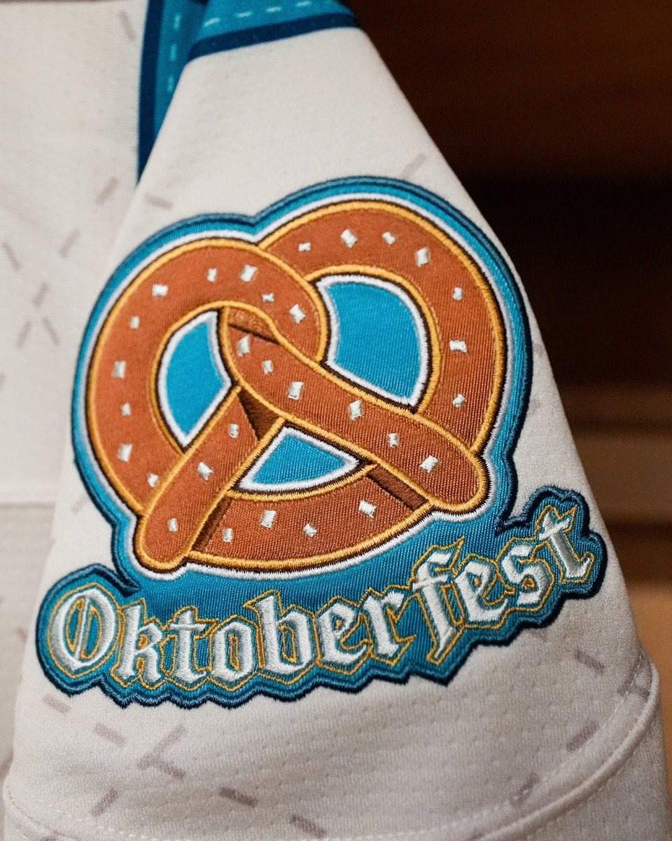 sjbarracuda's tweet photo. Take a closer look at the Bavarian inspired patchwork on our Oktoberfest jerseys!  🔍  Plus, stick around after the game for our live jersey auction! https://t.co/S7iJrAO6R5