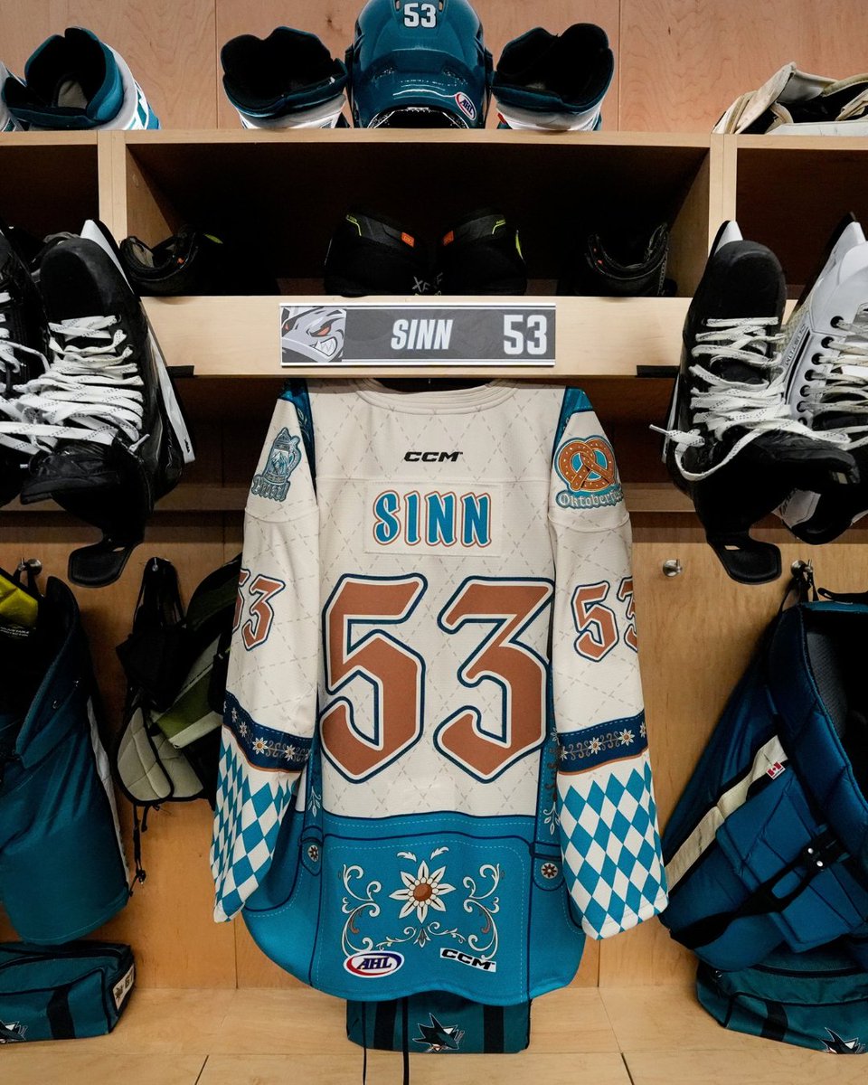 sjbarracuda's tweet photo. Take a closer look at the Bavarian inspired patchwork on our Oktoberfest jerseys!  🔍  Plus, stick around after the game for our live jersey auction! https://t.co/S7iJrAO6R5