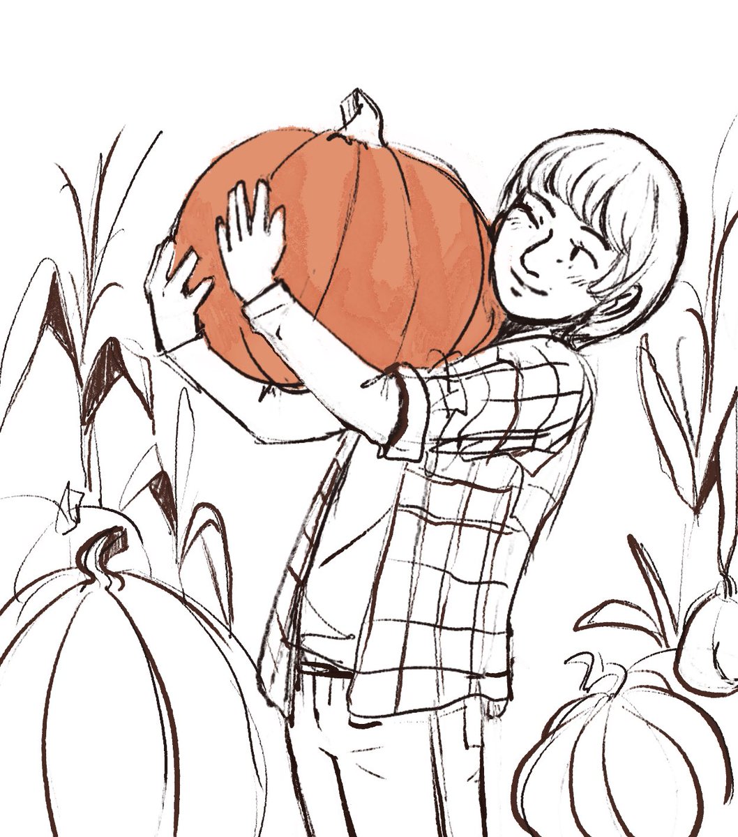 bundotcomm's tweet photo. i went to the pumpkin patch. :)) so in honour of that here is will with with a pumpkin 🫶 #willtober https://t.co/AWLA4PqAI9